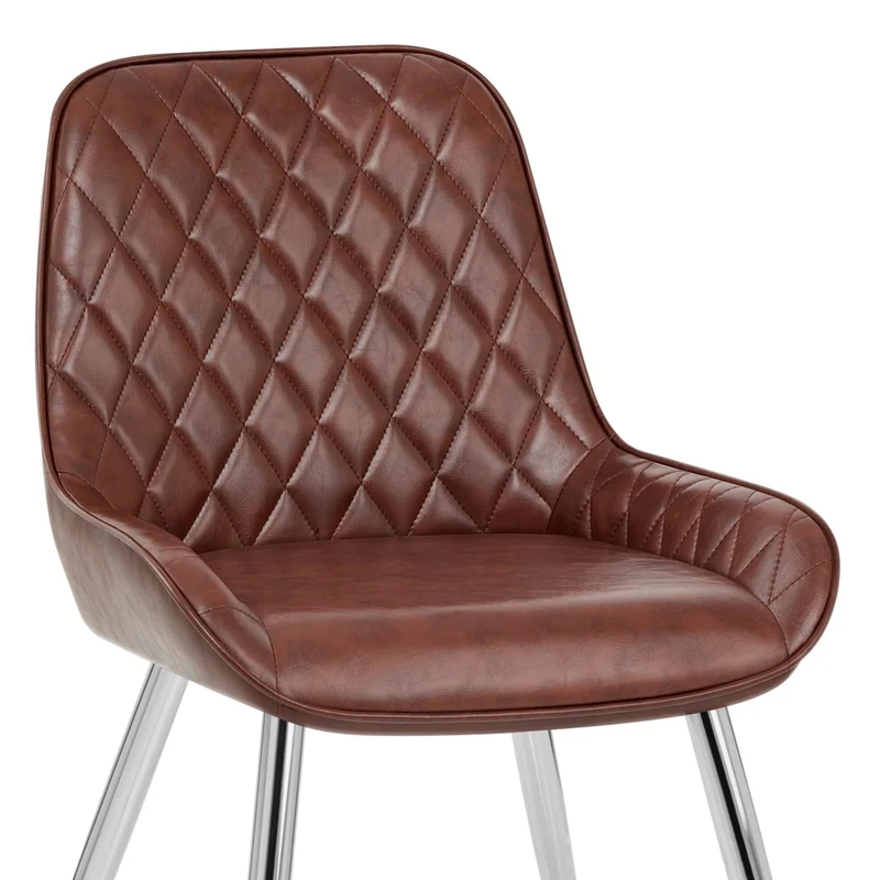 Chaise Faux Cuir Antique Chrome - Lincoln Marron