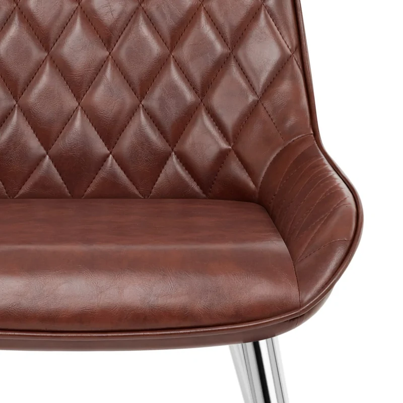 Chaise Faux Cuir Antique Chrome - Lincoln Marron