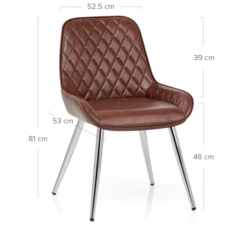 Chaise Faux Cuir Antique Chrome - Lincoln Marron