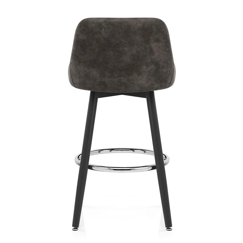 Tabouret de Bar Simili Daim Chrome - Hamilton Gris Foncé