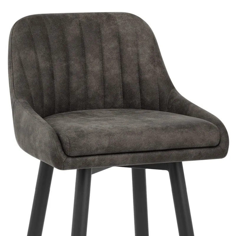 Tabouret de Bar Simili Daim Chrome - Hamilton Gris Foncé