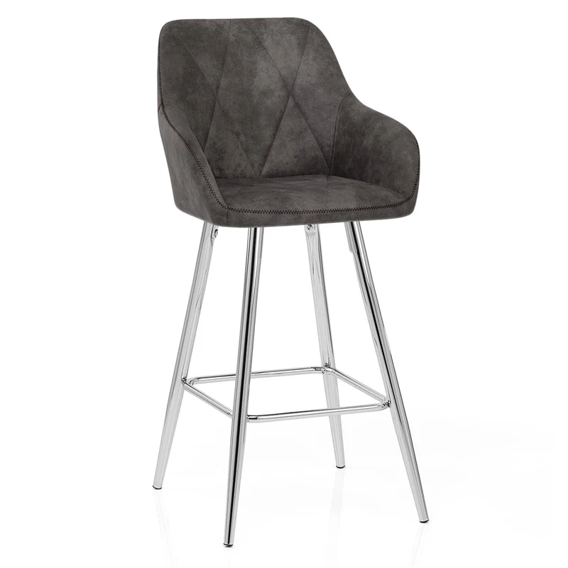 Chaise de bar Daim Chrome - Mason Gris Foncé
