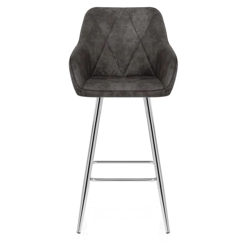 Chaise de bar Daim Chrome - Mason Gris Foncé