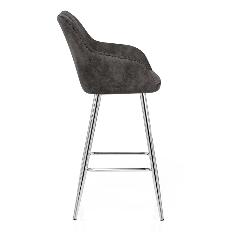 Chaise de bar Daim Chrome - Mason Gris Foncé