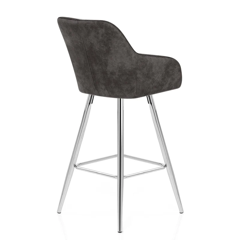 Chaise de bar Daim Chrome - Mason Gris Foncé