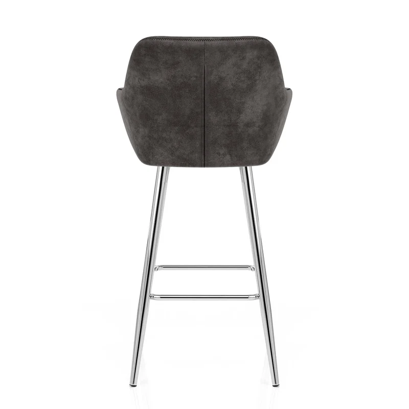Chaise de bar Daim Chrome - Mason Gris Foncé