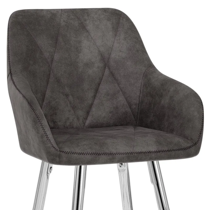 Chaise de bar Daim Chrome - Mason Gris Foncé
