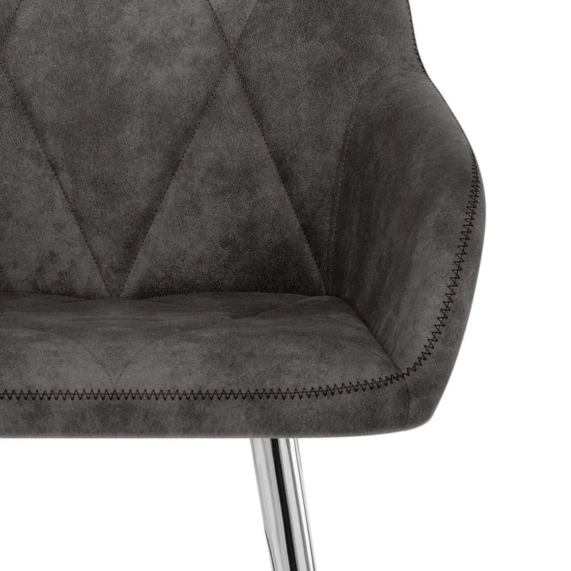 Chaise de bar Daim Chrome - Mason Gris Foncé