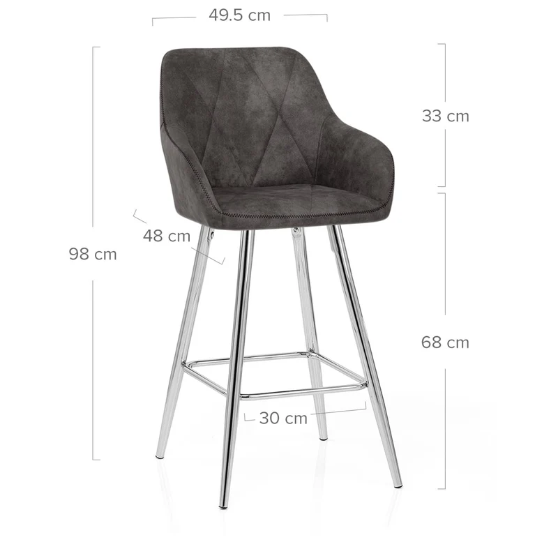 Chaise de bar Daim Chrome - Mason Gris Foncé