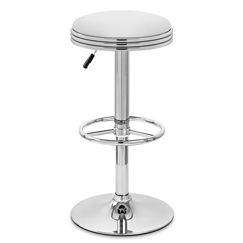 Chaise de Bar Faux Cuir Chrome - Java Blanc