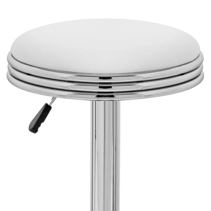 Chaise de Bar Faux Cuir Chrome - Java Blanc