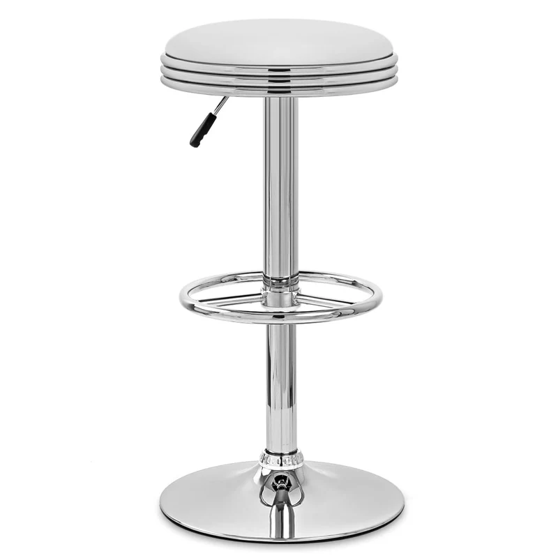 Chaise de Bar Faux Cuir Chrome - Java Blanc