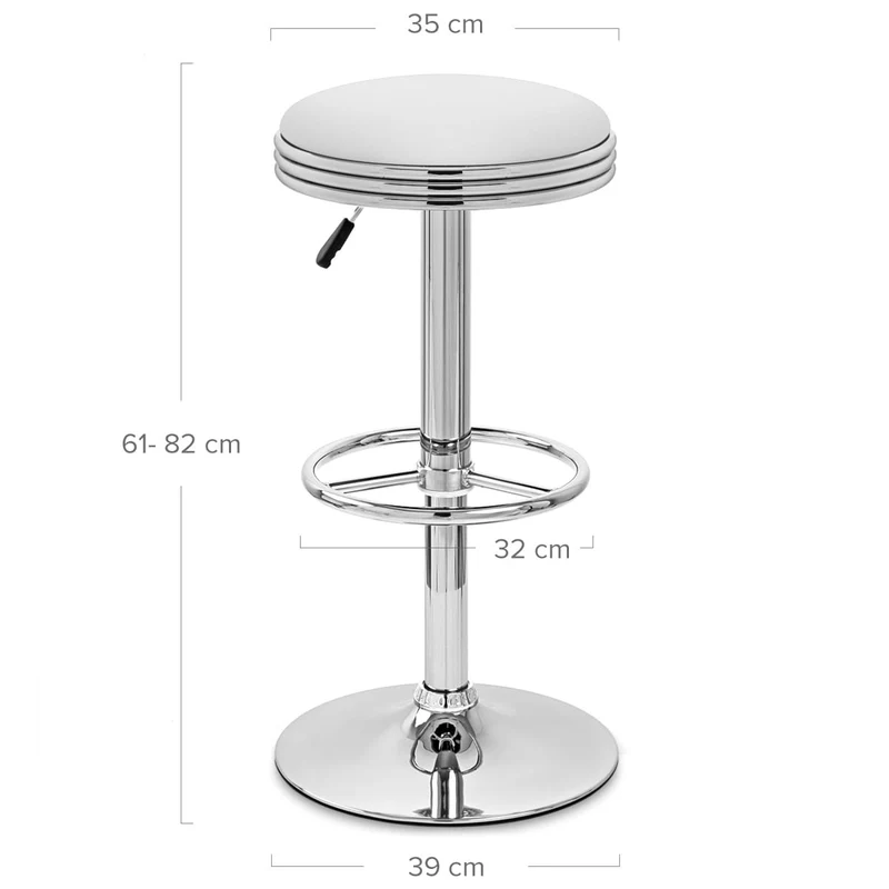 Chaise de Bar Faux Cuir Chrome - Java Blanc