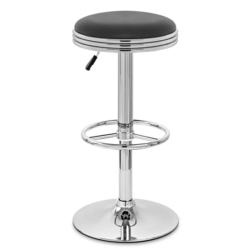 Chaise de Bar Faux Cuir Chrome - Java Noir