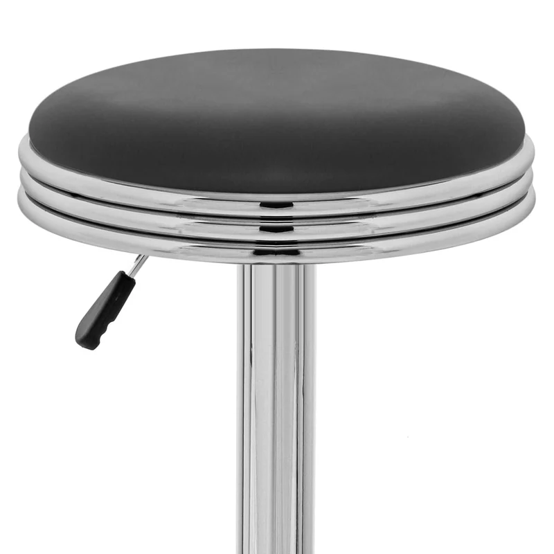 Chaise de Bar Faux Cuir Chrome - Java Noir