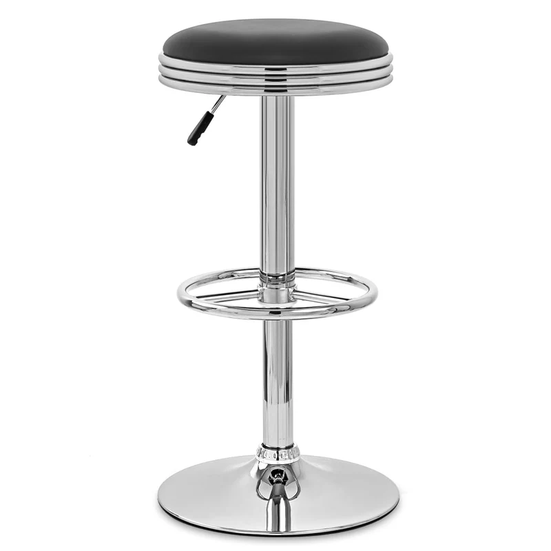 Chaise de Bar Faux Cuir Chrome - Java Noir