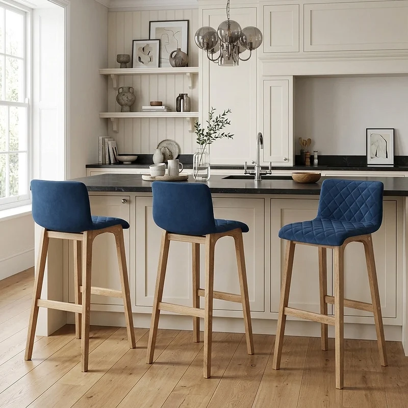 Tabouret de Bar Velours - Colt Bleu