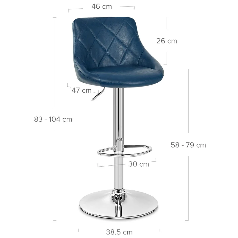 Tabouret de Bar Faux Cuir Antique - Hype Bleu
