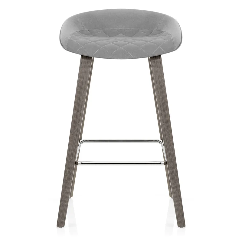 Tabouret de Bar Bois Velours - Epic Gris