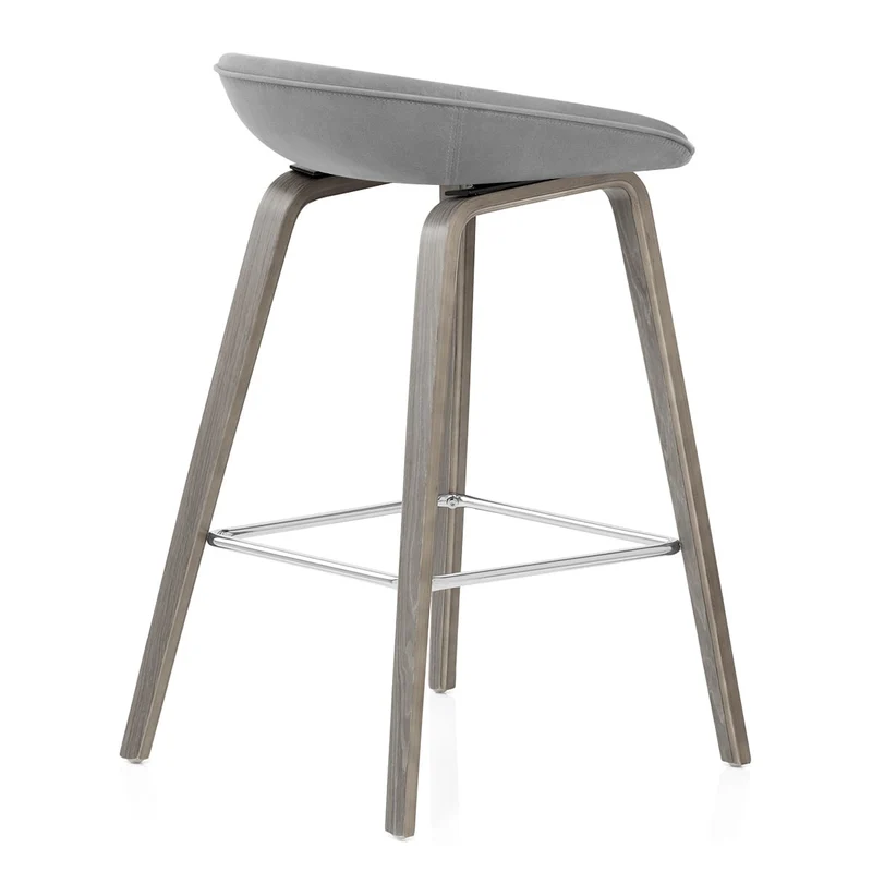 Tabouret de Bar Bois Velours - Epic Gris