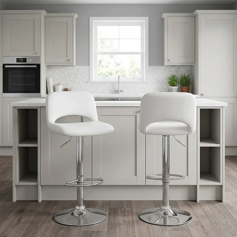 Tabouret de Bar Faux Cuir - Hugo Blanc
