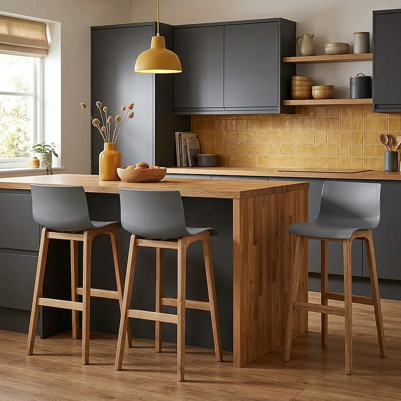 Tabouret de Bar Résine Bois - Drift ABS Gris Foncé