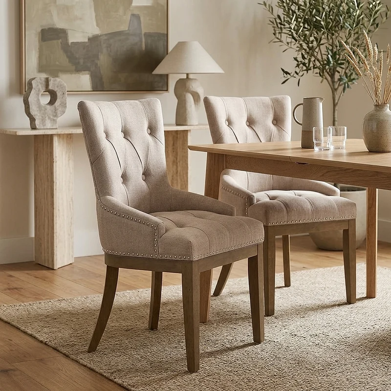 Chaise Chêne Tissu - Knightsbridge Taupe