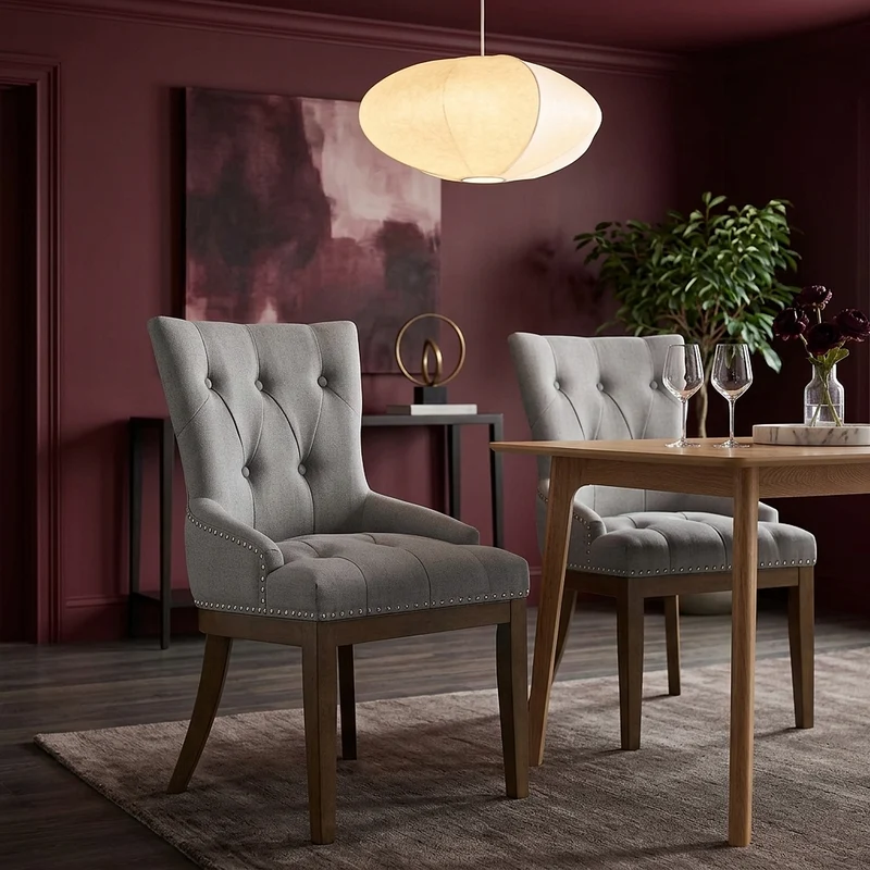 Chaise Chêne Tissu - Knightsbridge Gris