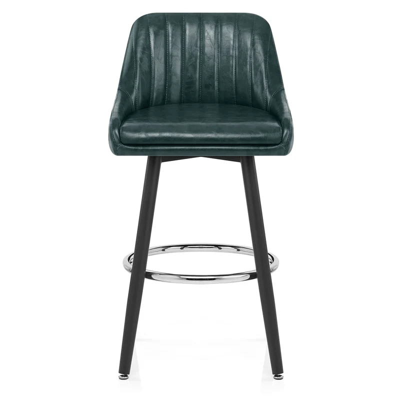Chaise de Bar Bois Faux Cuir Antique - Hamilton Vert