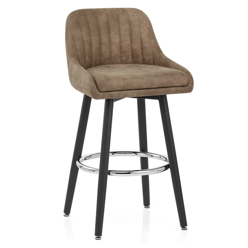 Tabouret de Bar Simili Daim Chrome - Hamilton Marron