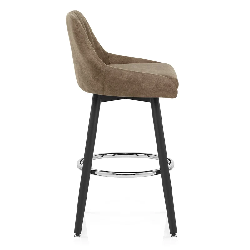 Tabouret de Bar Simili Daim Chrome - Hamilton Marron