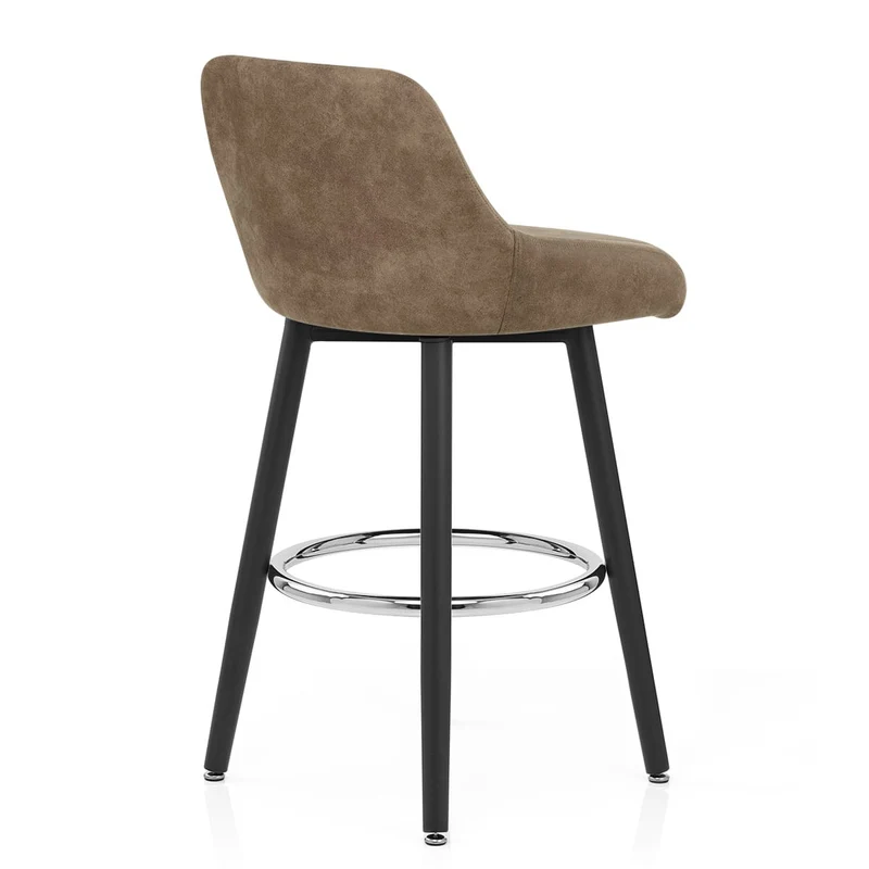 Tabouret de Bar Simili Daim Chrome - Hamilton Marron