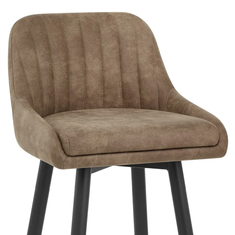 Tabouret de Bar Simili Daim Chrome - Hamilton Marron