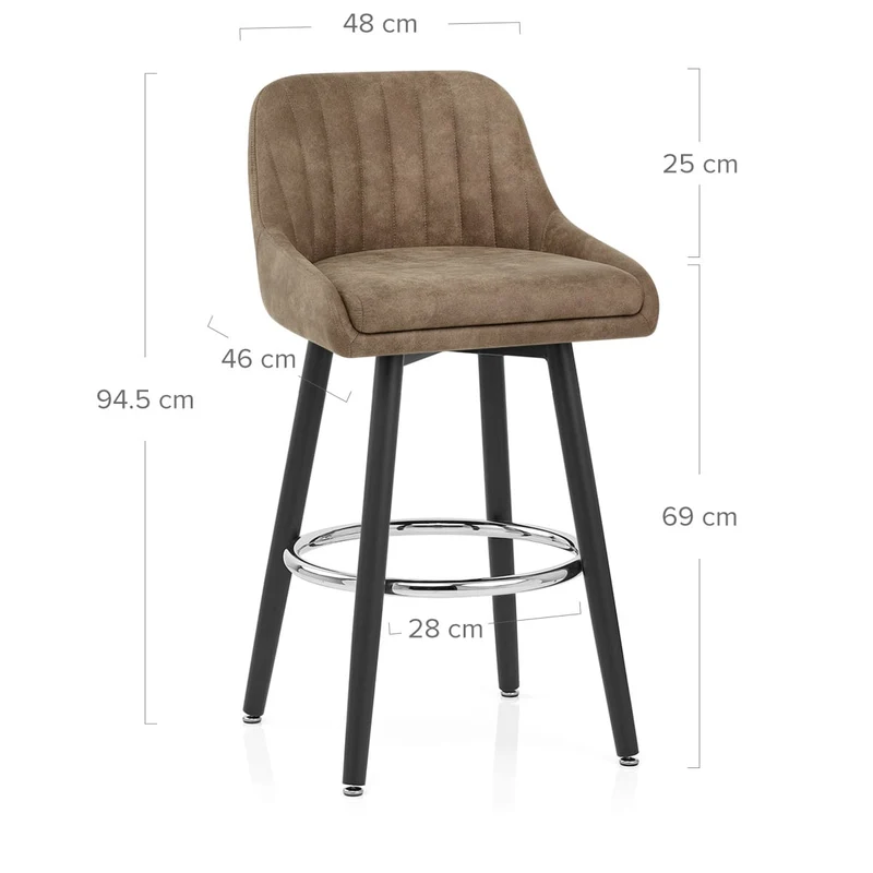 Tabouret de Bar Simili Daim Chrome - Hamilton Marron