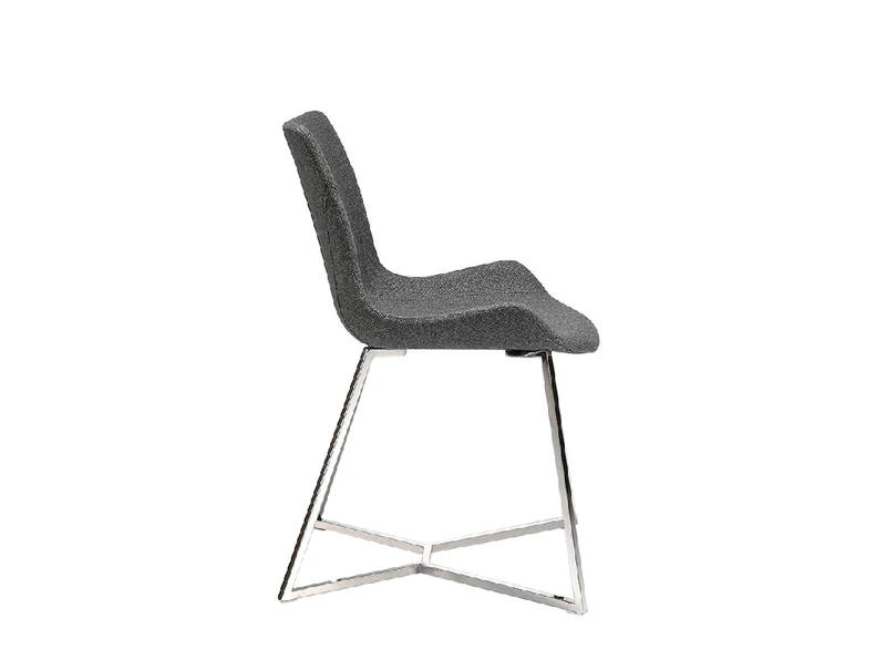 Chaise de salle à manger design en tissu gris et pieds en acier chromé – Angel Cerdá 4009
