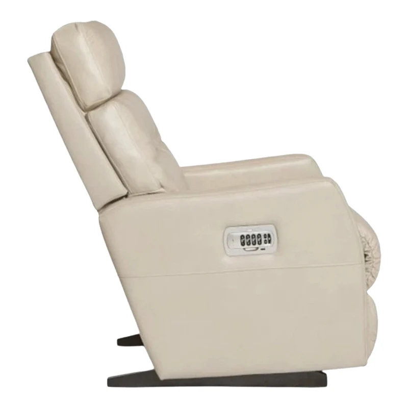 Fauteuil berçant et inclinable motorisé en cuir beige pâle avec soutien lombaire et port USB intégré - Lennon