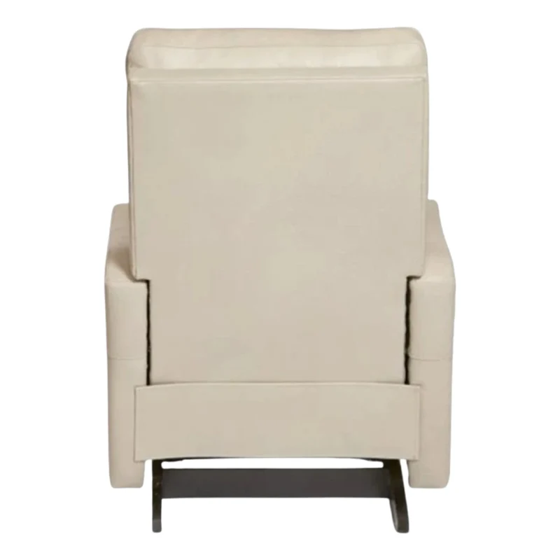 Fauteuil berçant et inclinable motorisé en cuir beige pâle avec soutien lombaire et port USB intégré - Lennon