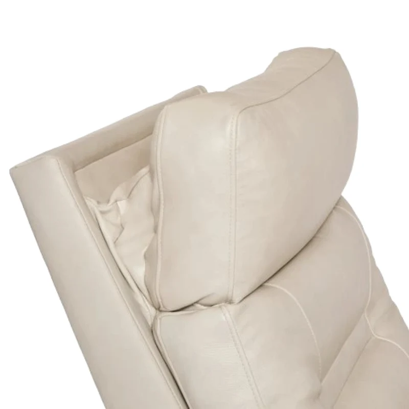 Fauteuil berçant et inclinable motorisé en cuir beige pâle avec soutien lombaire et port USB intégré - Lennon