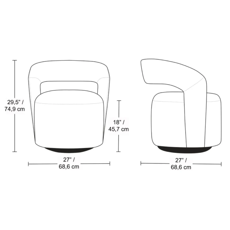 Fauteuil d'appoint pivotant en tissu et aspect cuir - Liam
