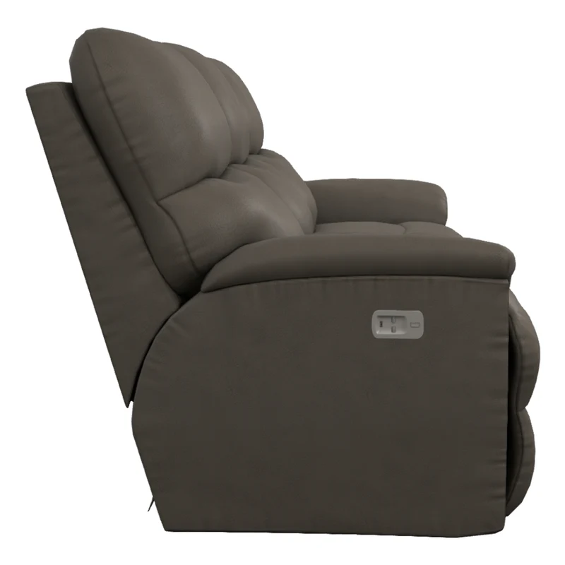 Sofa inclinable motorisé en cuir gris foncé avec ports USB intégrés - Trouper
