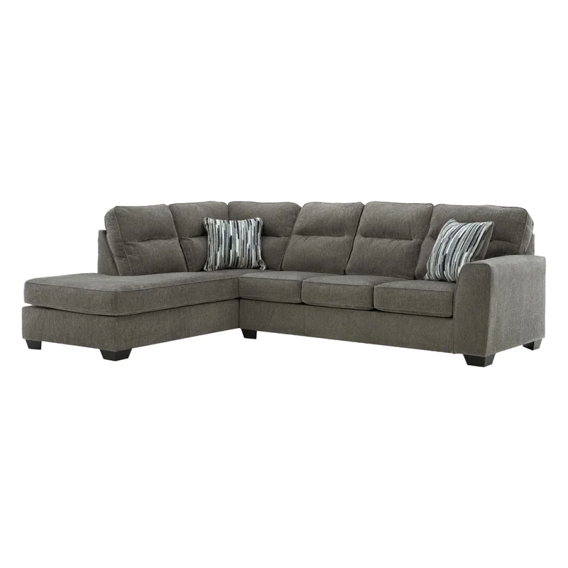 Sectionnel 2 pièces en tissu avec chaise longue et coussins - Olten