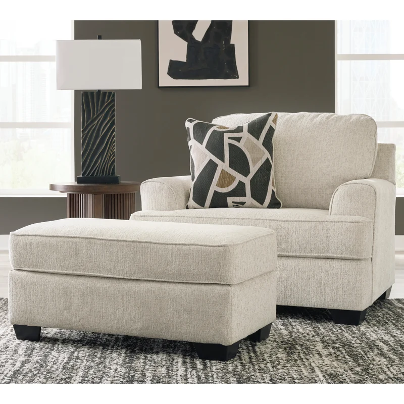 Ottoman en tissu beige pâle - Heartcort
