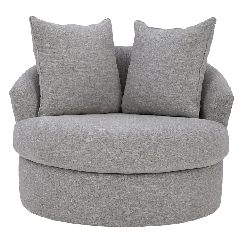 Fauteuil d'appoint pivotant en tissu gris étain avec coussins - UrbanCrest
