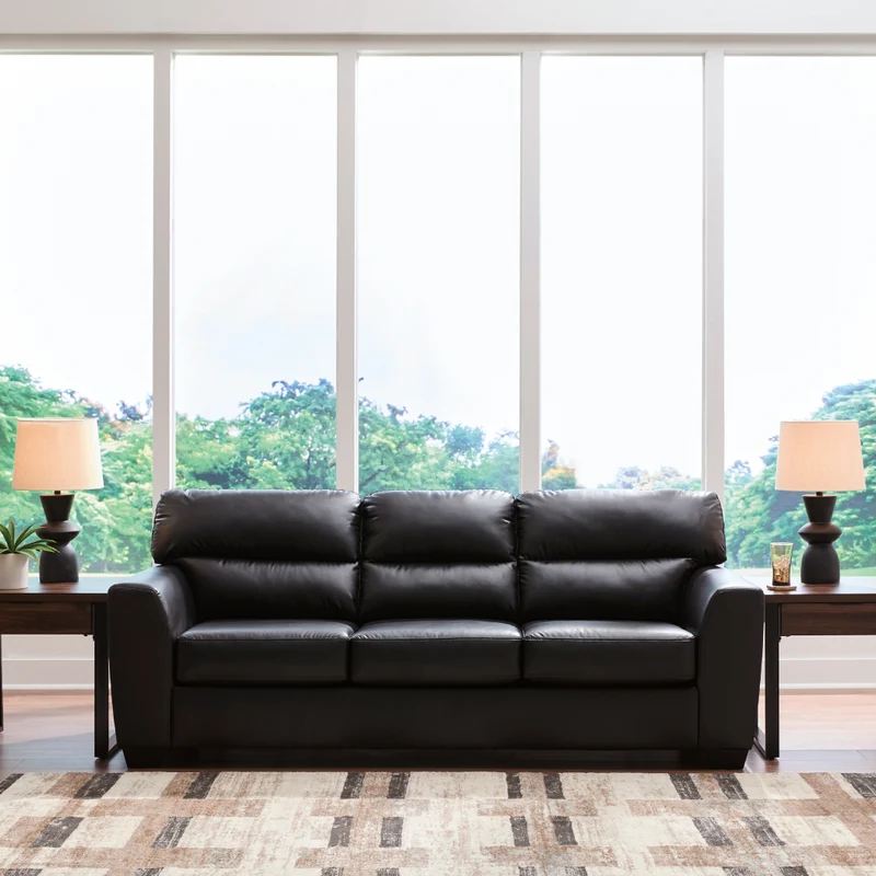 Sofa aspect cuir noir - Glennbre