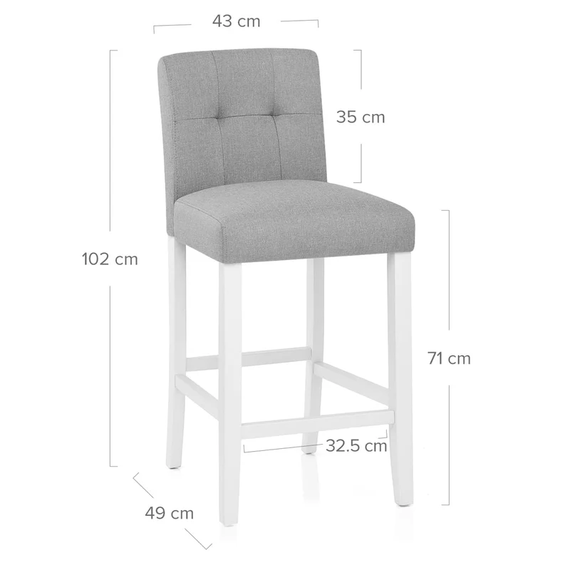 Chaise de Bar Bois Tissu - Crawford Gris