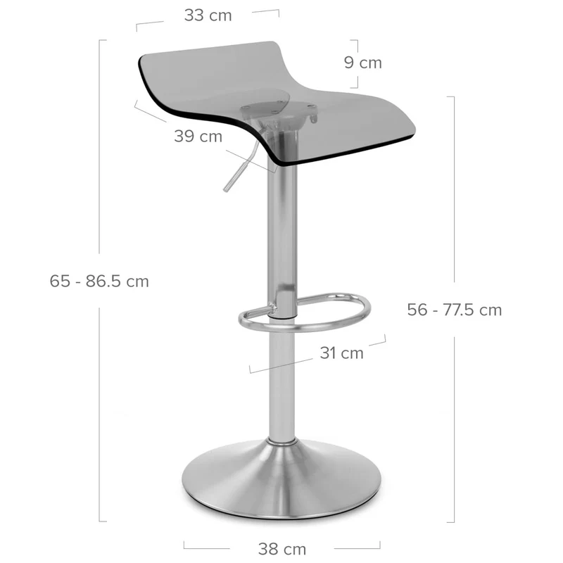 Tabouret Plastique Chrome Brossé - Shimmer Gris