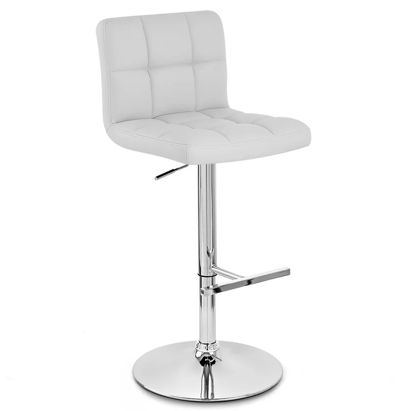 Chaise de Bar Faux Cuir Chrome - Grid Offre Spéciale Blanc