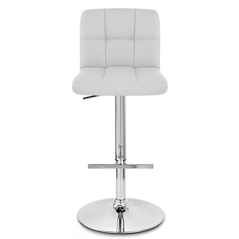 Chaise de Bar Faux Cuir Chrome - Grid Offre Spéciale Blanc