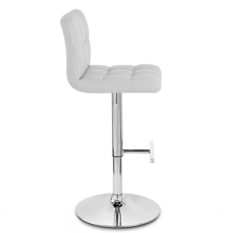 Chaise de Bar Faux Cuir Chrome - Grid Offre Spéciale Blanc