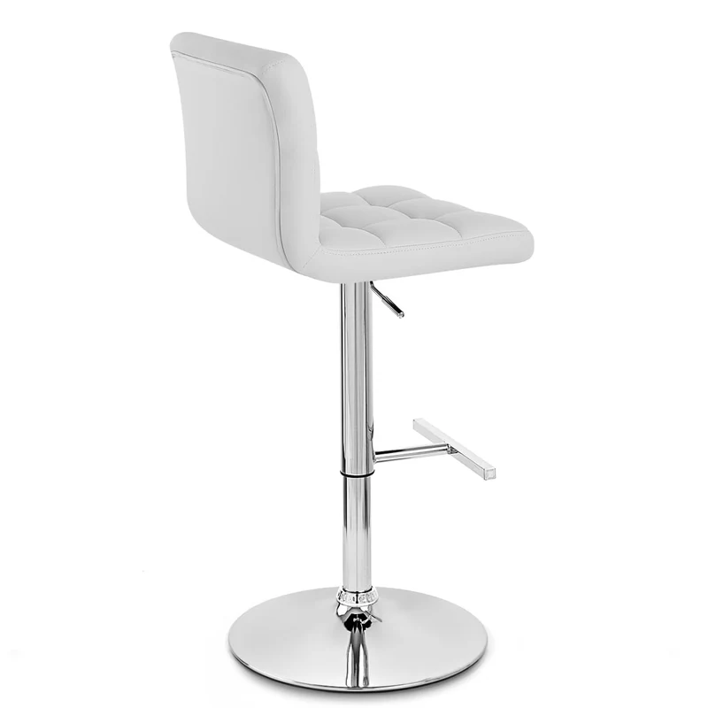 Chaise de Bar Faux Cuir Chrome - Grid Offre Spéciale Blanc
